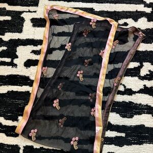 Black Y2K sheer sequin scarf